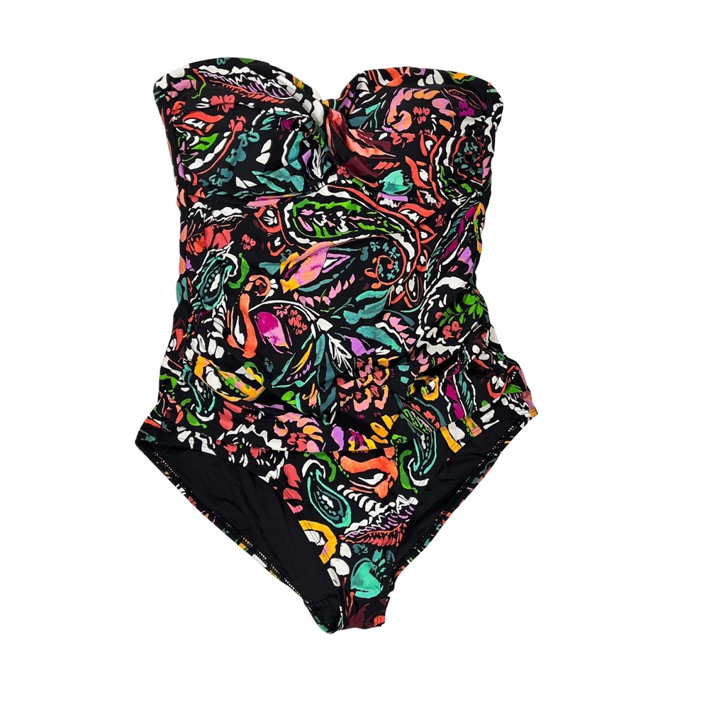 Anne Cole Twist Front Shirred One Piece Petaly Paisley print, size Medium